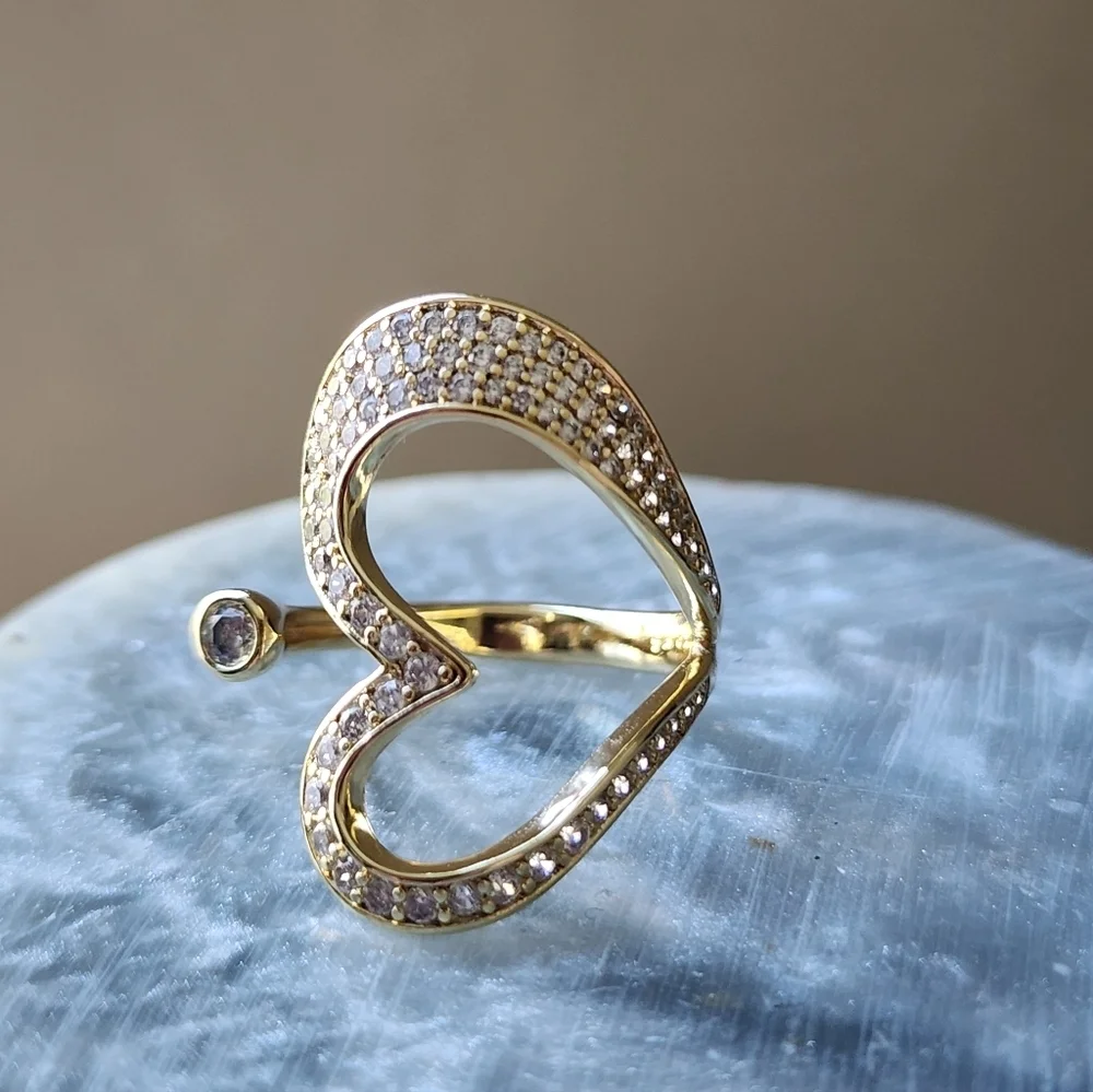 Elegant Gold Plated Heart Ring Size #6